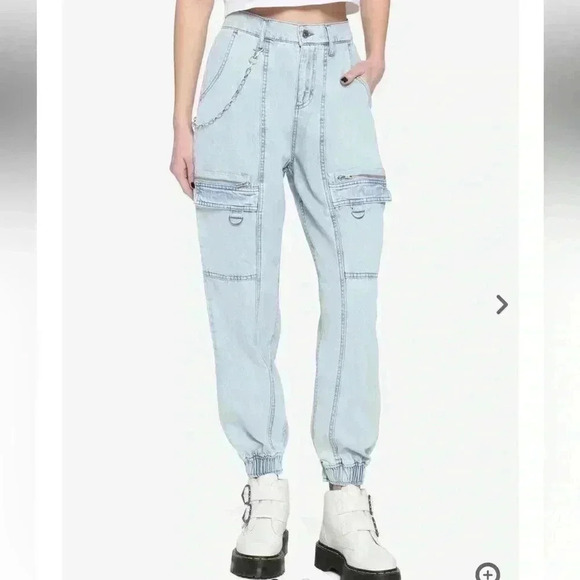 Hot Topic Other - Hot topic Indigo Denim Cargo Jogger Jeans Girls Size L